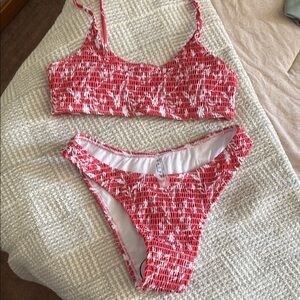 Red and White Bikini Set